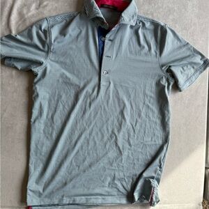 Greyson Striped Golf Polo Shirt with Pink and Blue Accents